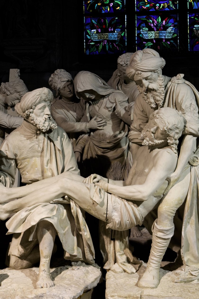 Begravelsen og Jomfruens besvimelse af Ligier Richier