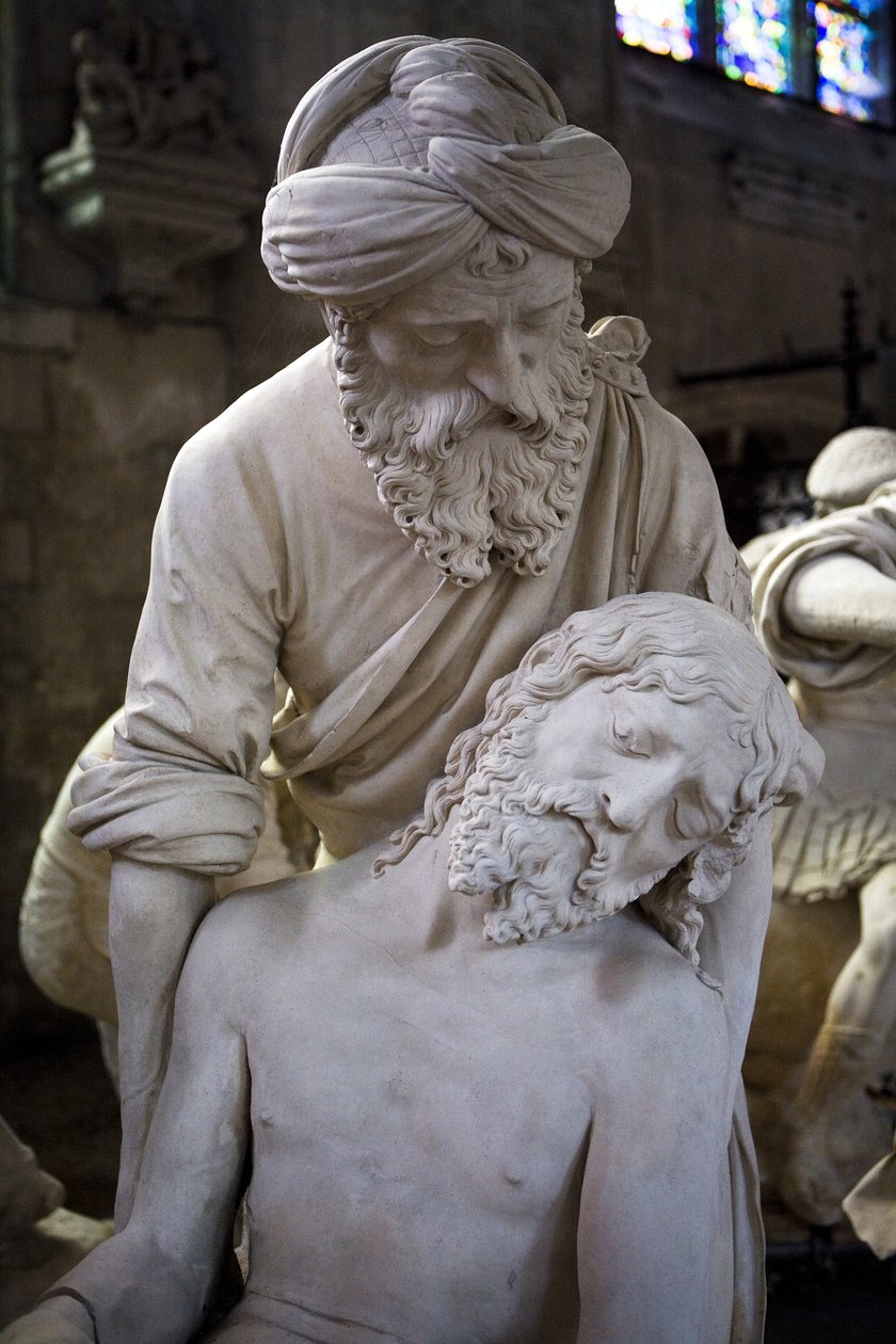 Begravelsen og Jomfruens besvimelse, detalje: Josef af Arimathea løfter Jesus op af Ligier Richier