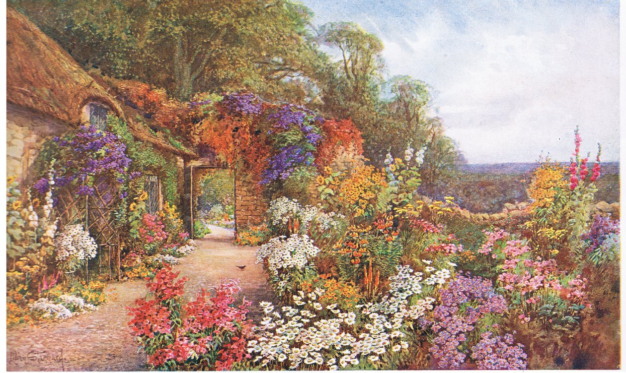 En gammel have, fra The Gardens of England: In the Southern and Western Counties udgivet af The Studio, 1907 af Lilian Stannard