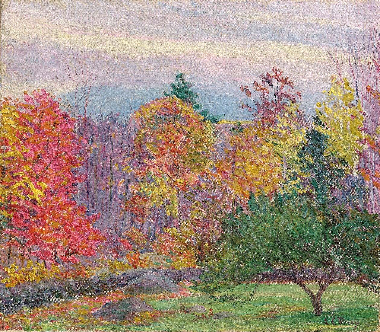 Landskab ved Hancock, New Hampshire, oktober 1923 (olie på lærred) af Lilla Cabot Perry