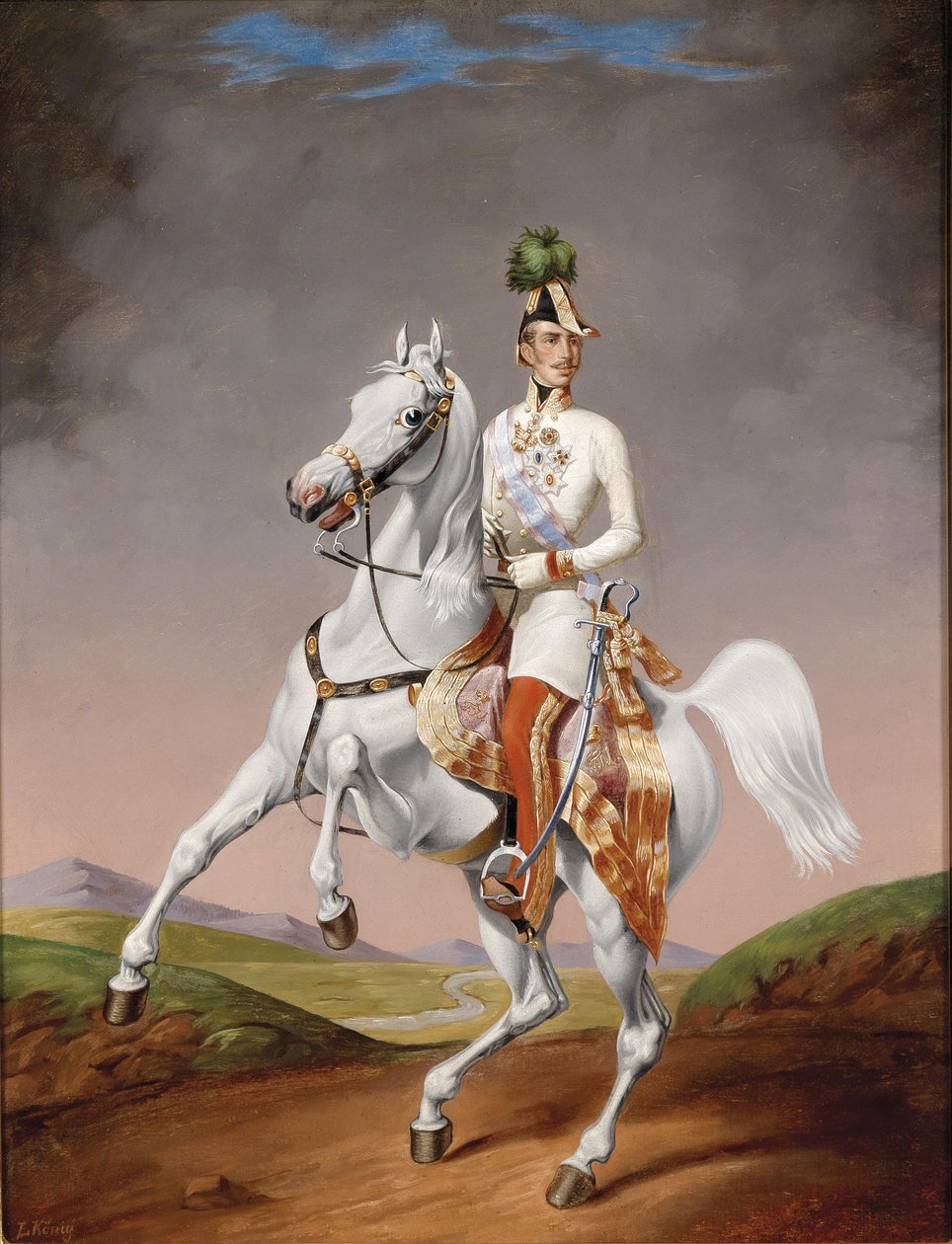 Portræt af Franz Joseph I af Østrig til hest, 1855 af Lilly König