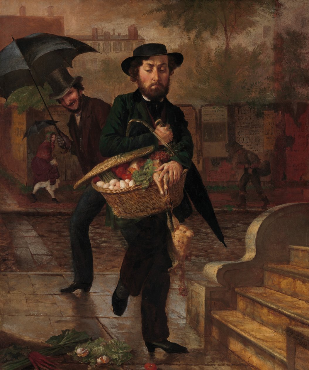 Ung mand: Første markedsføring, 1854. af Lilly Martin Spencer