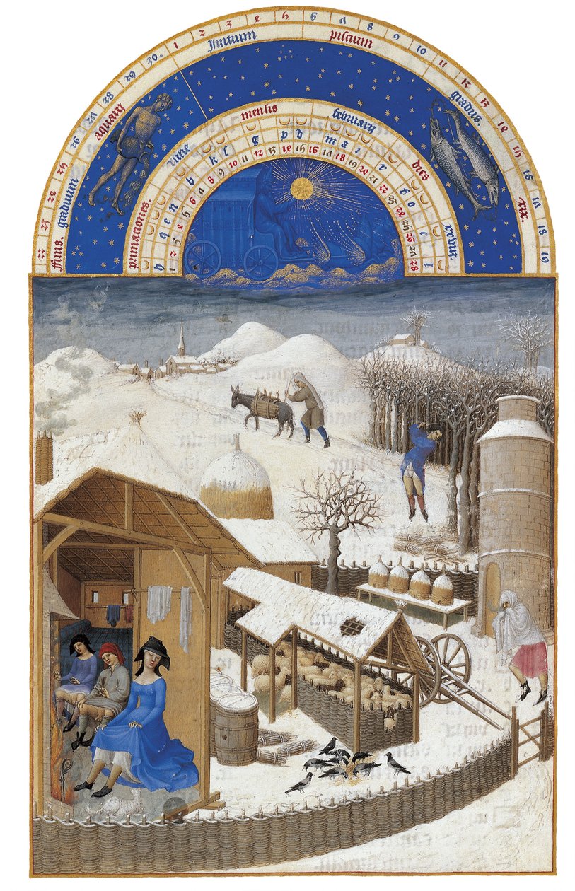 februar The Very Rich Hours of the Duke of Berry, 1412-1416. af Limbourg Brothers