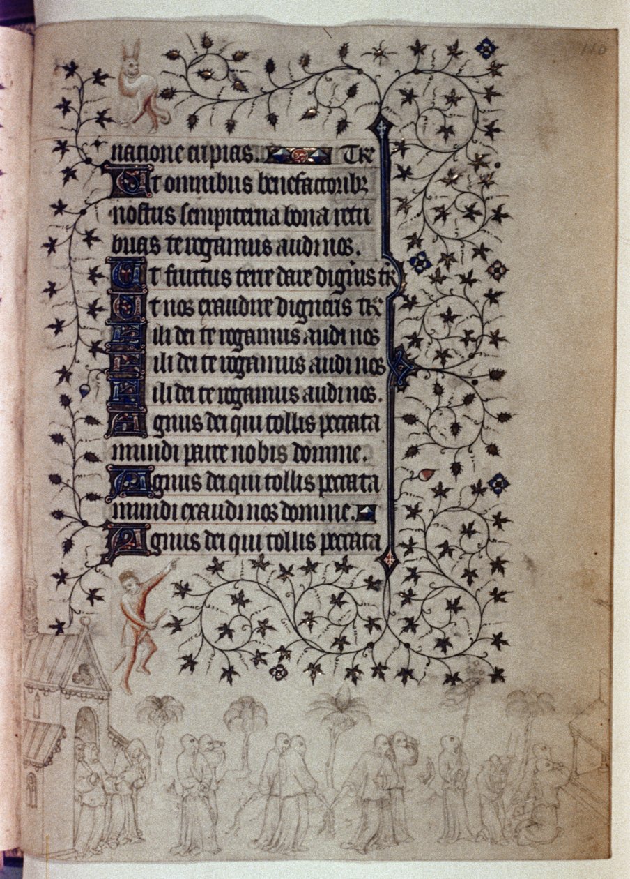 Litani fra en timebog: et stort optog i Rom mod pesten af Limbourg Brothers