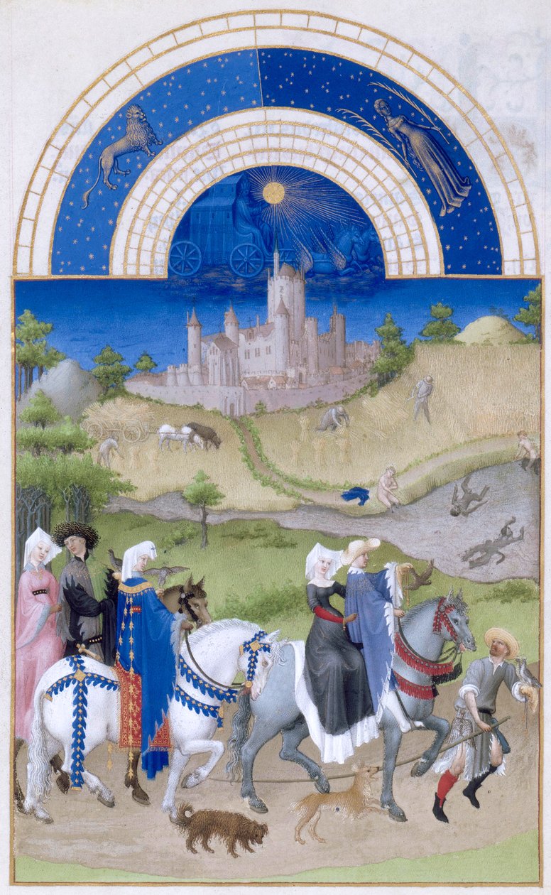 Très Riches Heures du Duc de Berry Folio 8, bagside: august af Limbourg Brothers