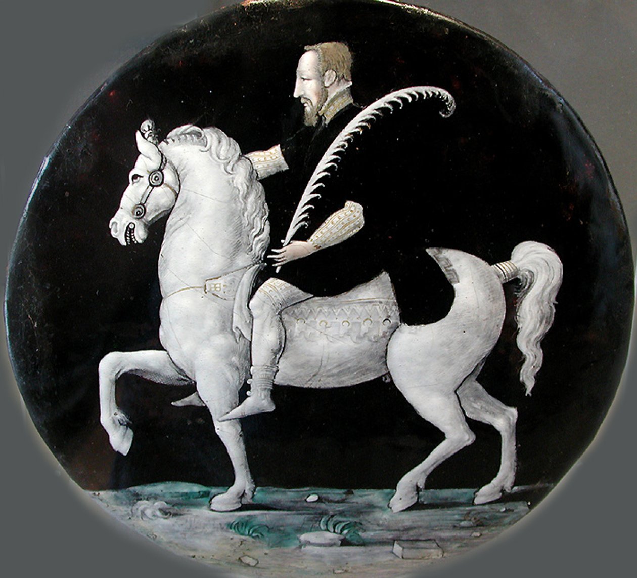 Kong Henrik II af Frankrig til hest Plate, midten af det 16. århundrede. af Limousin