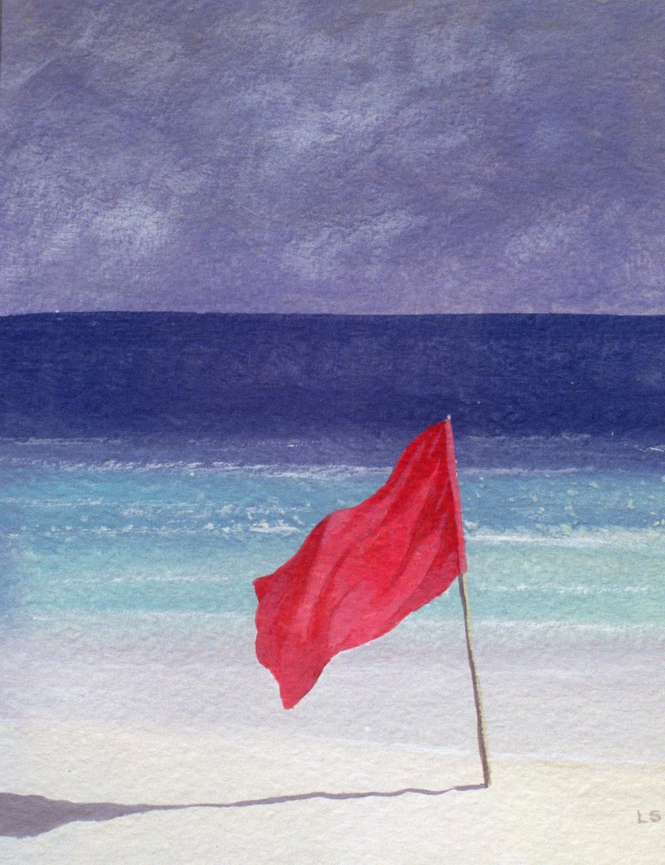Beach Flag - Storm Warning, 1985 (akryl på papir) af Lincoln Seligman
