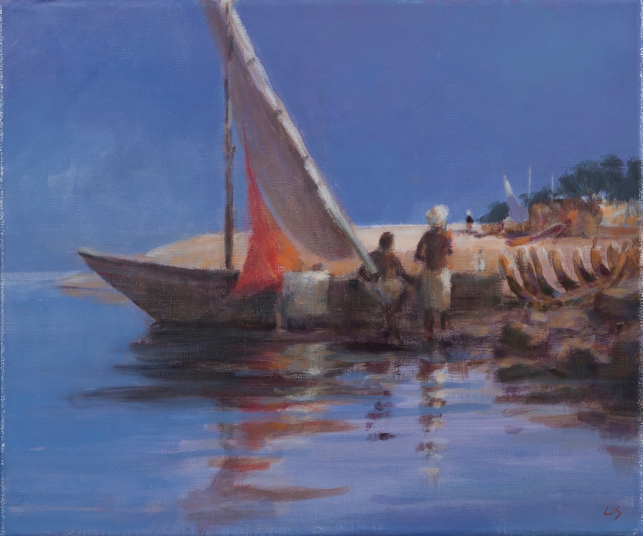Boat Yard, Kilifi, 2012 (akryl på lærred) af Lincoln Seligman