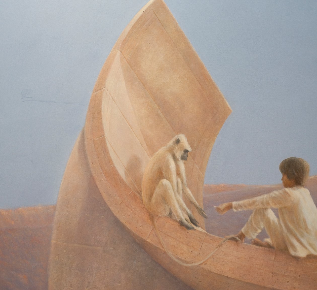 Boy and Monkey, 2010 (akryl på lærred) af Lincoln Seligman