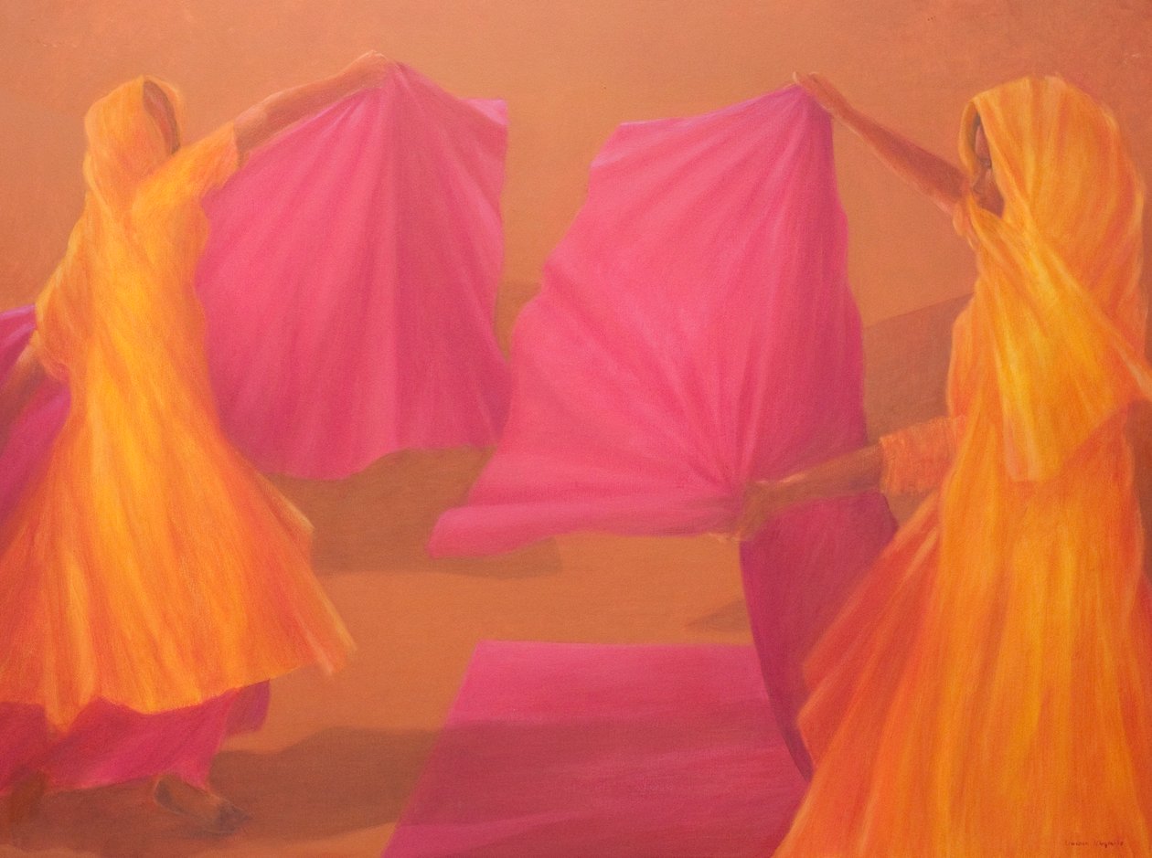 Folding Saris, 2010 (akryl på lærred) af Lincoln Seligman