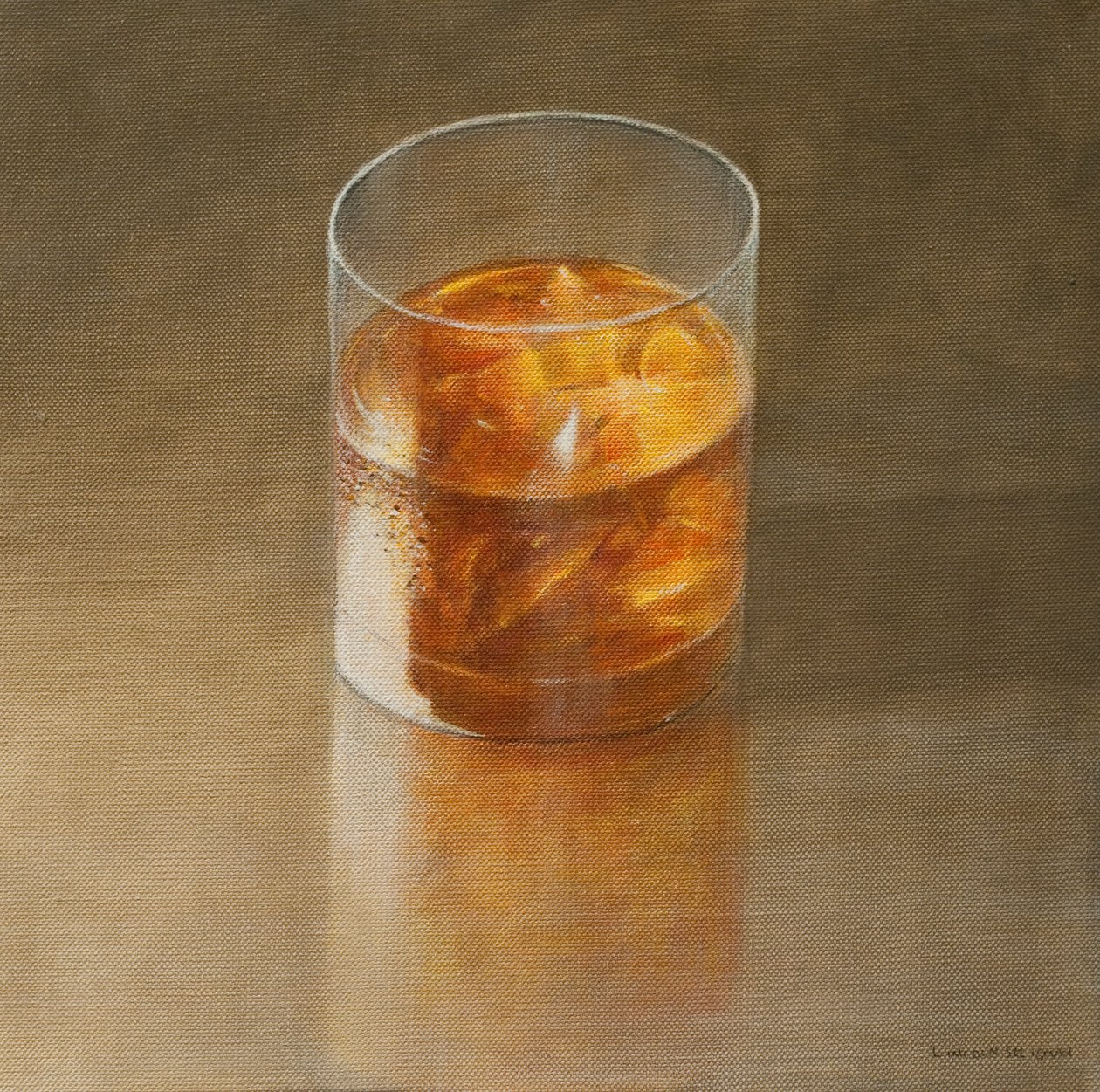 Glas whisky, 2010 (akryl på lærred) af Lincoln Seligman