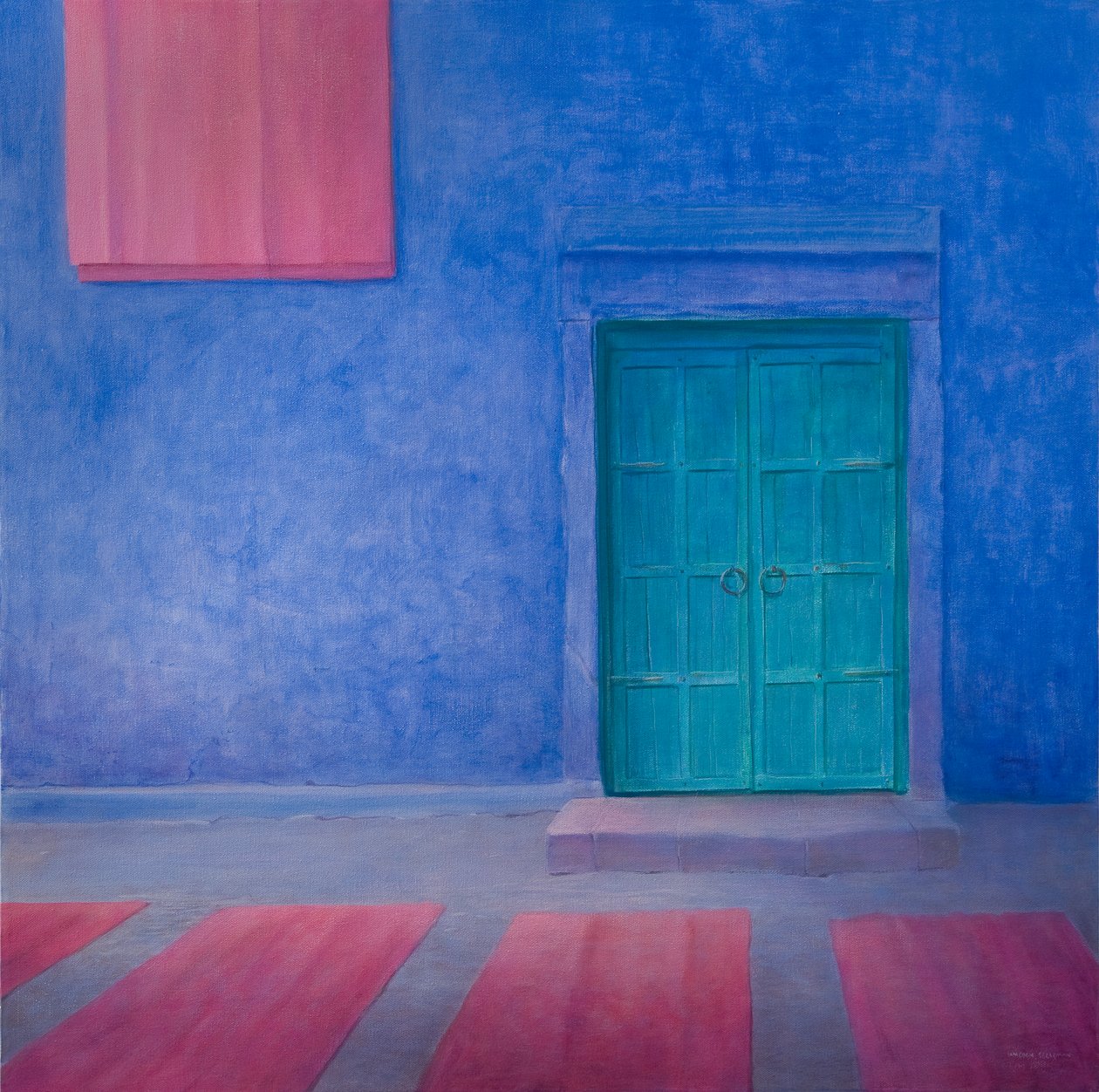 Green Door Jodhpur, 2010 (akryl på lærred) af Lincoln Seligman
