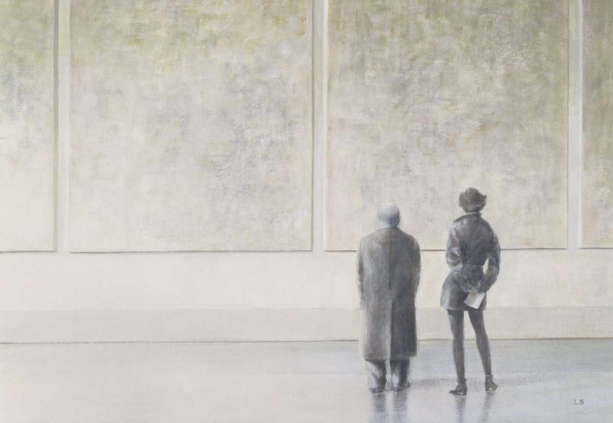 Mand og kvinde i et kunstgalleri af Lincoln Seligman