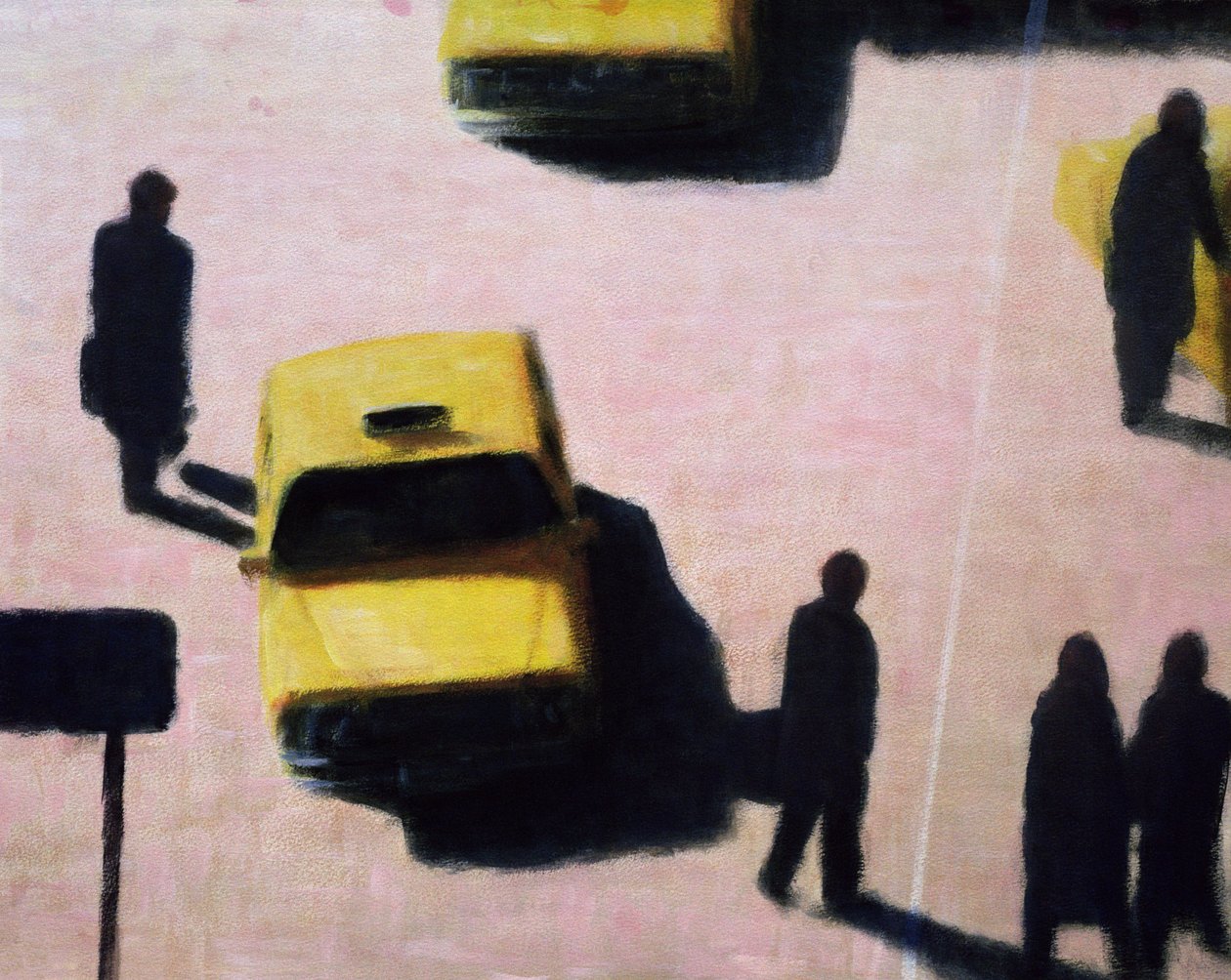 New York Taxis, 1990 (akryl på lærred) af Lincoln Seligman