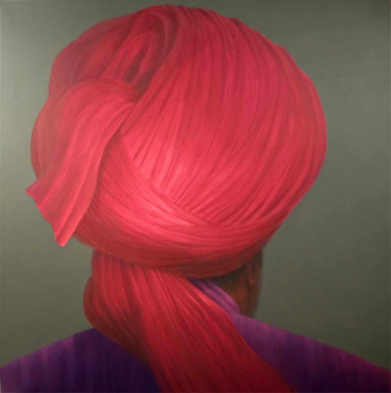 Rød turban, lilla frakke af Lincoln Seligman