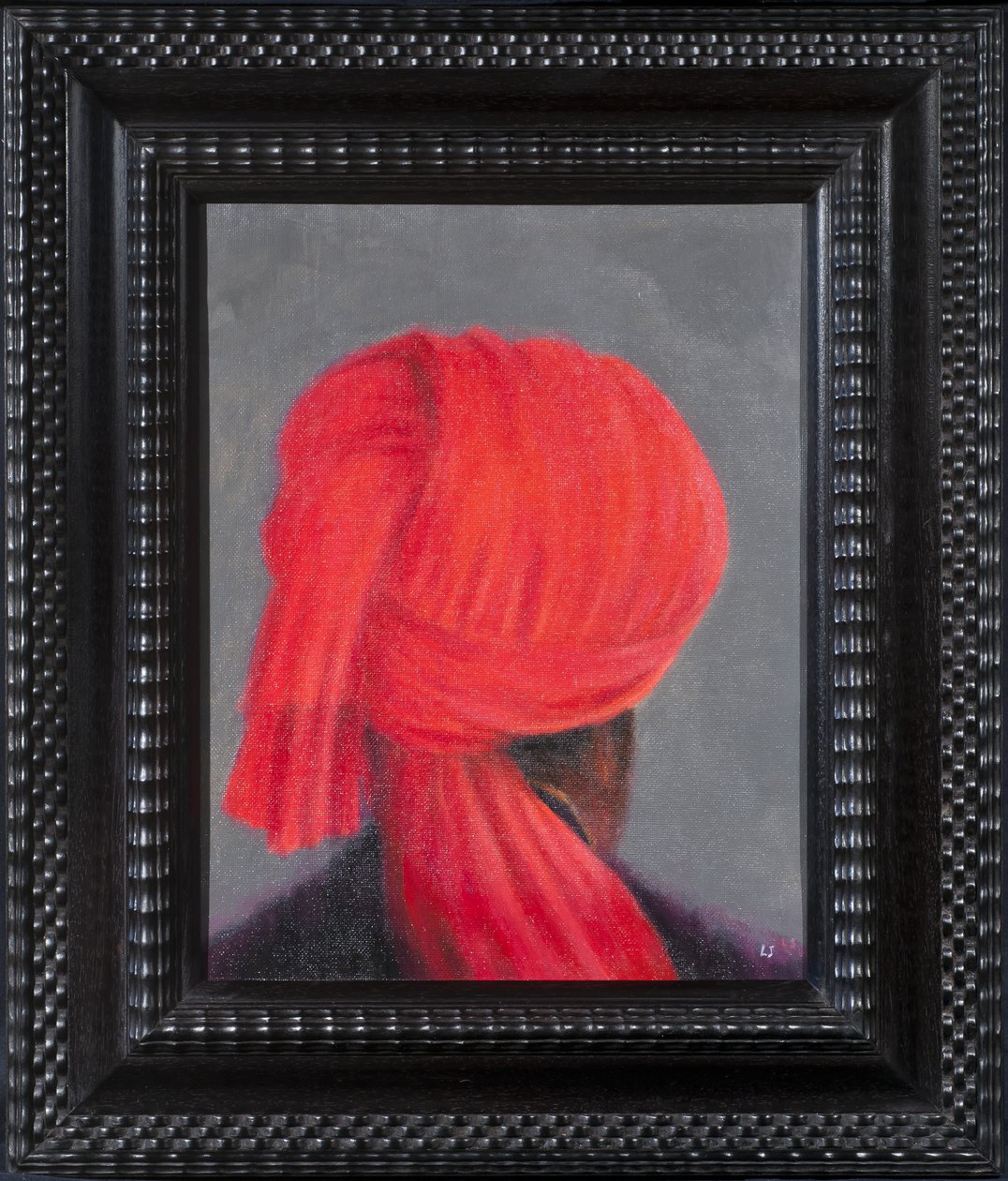 Rød turban på grå, 2014 af Lincoln Seligman