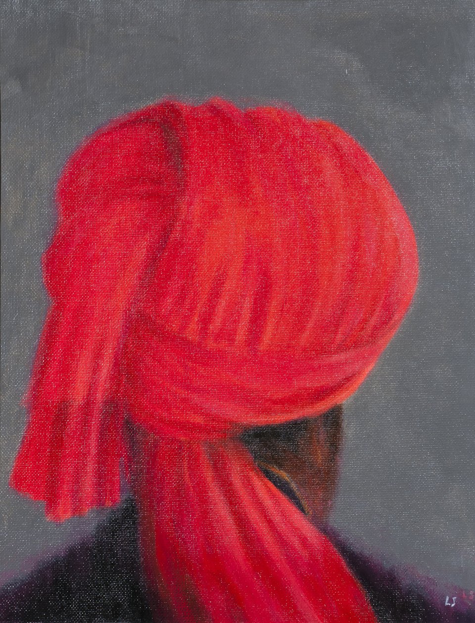Rød turban på grå, 2014 af Lincoln Seligman