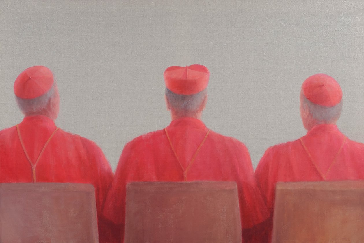 Three Cardinals II, 2012 (akryl på lærred) af Lincoln Seligman