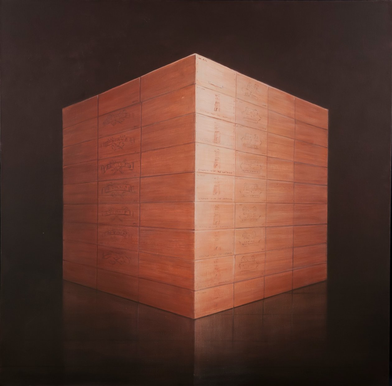 Wine Cases, 2012 (akryl på lærred) af Lincoln Seligman