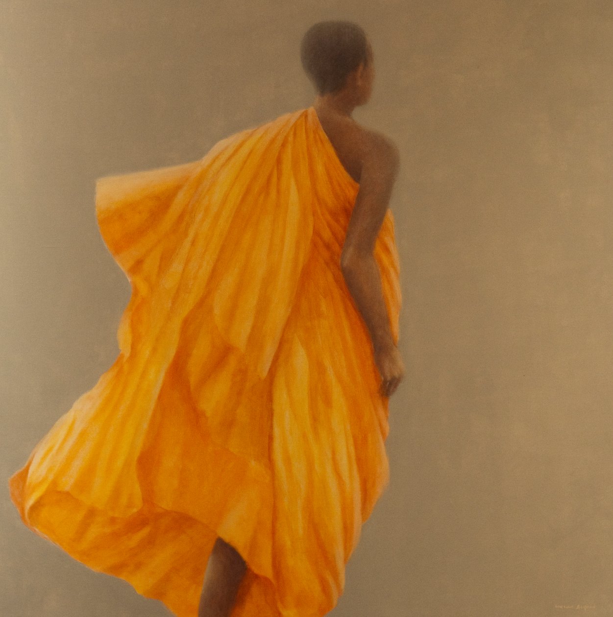 Young Monk Sri Lanka, 2010 (akryl på lærred) af Lincoln Seligman