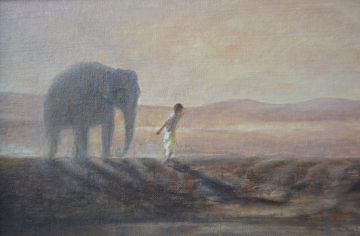 Dreng og elefant af Lincoln Seligman