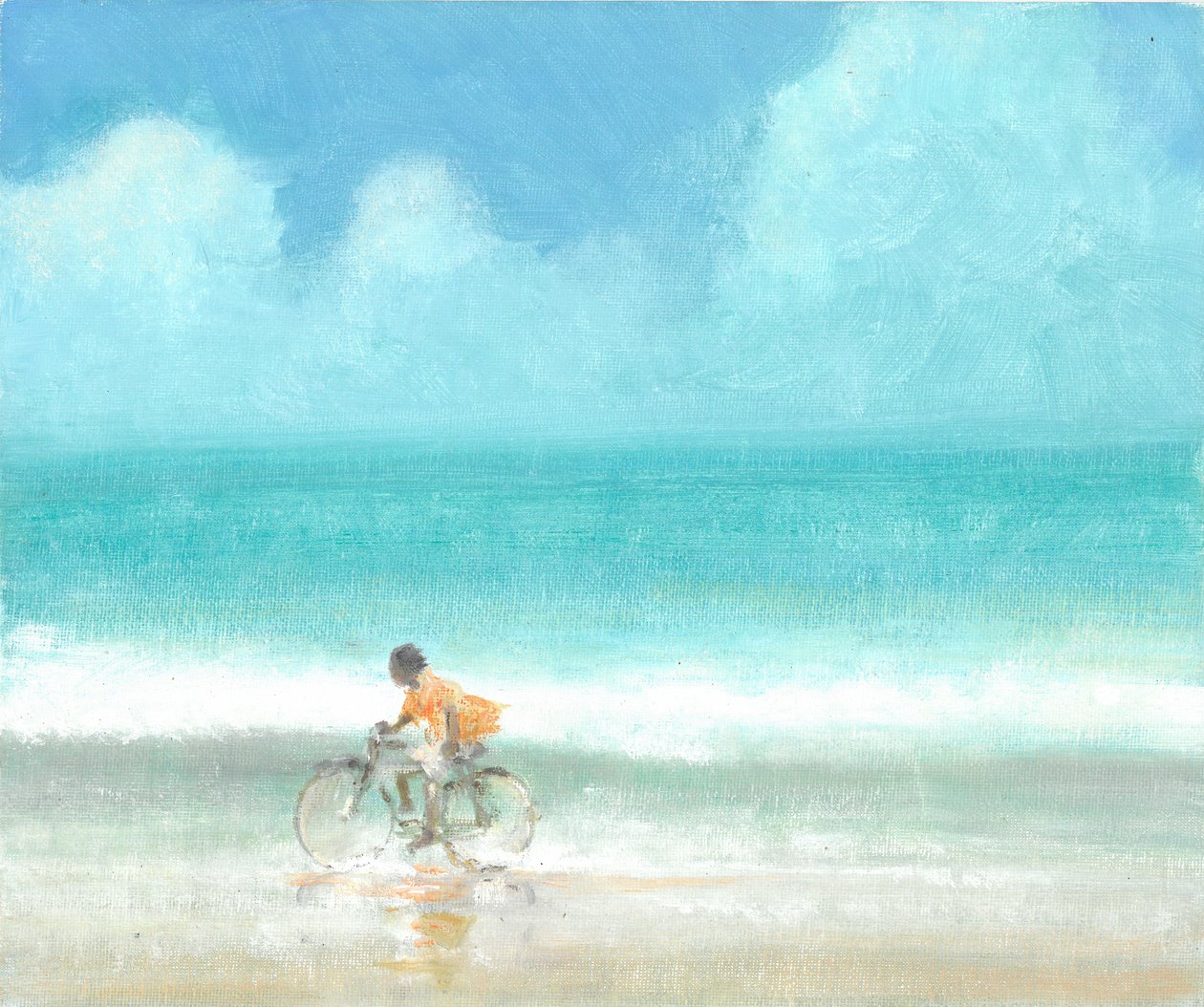 Boy on a Bike, 2015 (akryl på lærred) af Lincoln Seligman