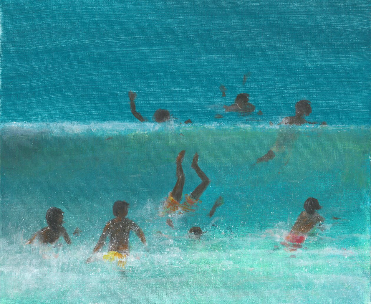Children in the Surf, 2015 (akryl på lærred) af Lincoln Seligman