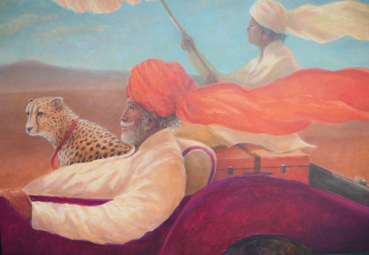 Maharaja, dreng med paraply + gepard af Lincoln Seligman
