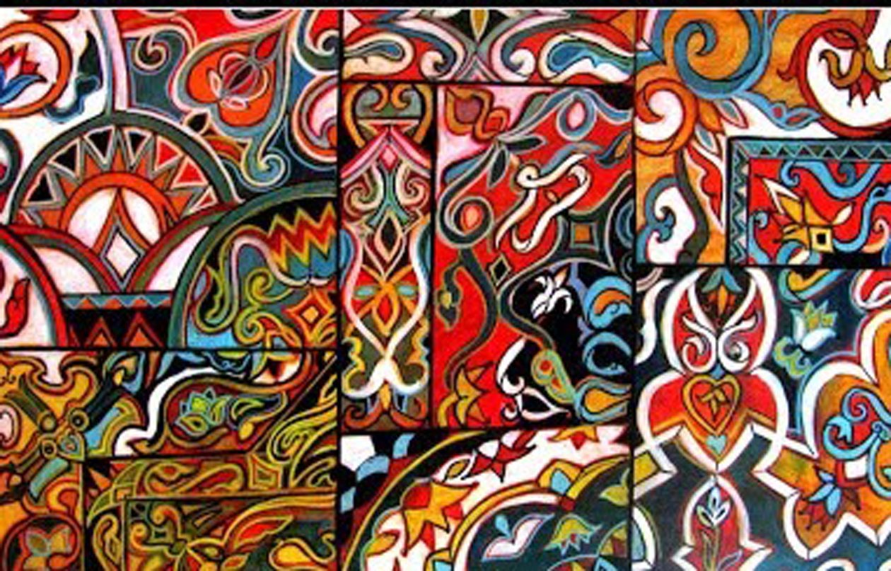 Egyptiske teltdesigns, 2016 (blandede medier) af linda arthurs