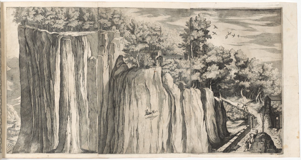Udsigt over La Verna-bjerget fra Casentino-vejen (Vue de la montagne della Vernia...) [plade A] af Lino Moroni