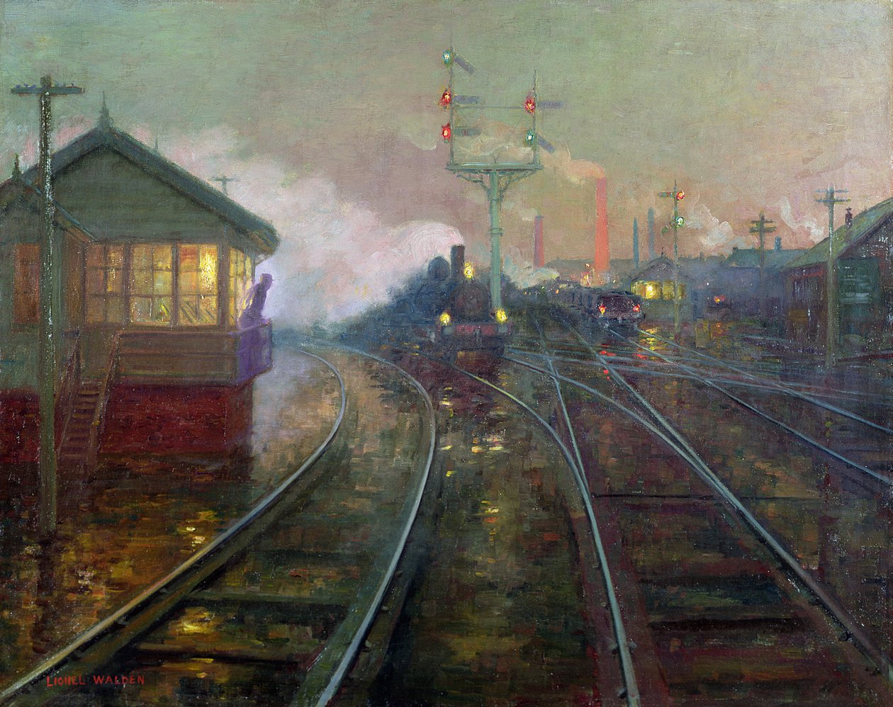 Tog om natten ca.1890 af Lionel Walden