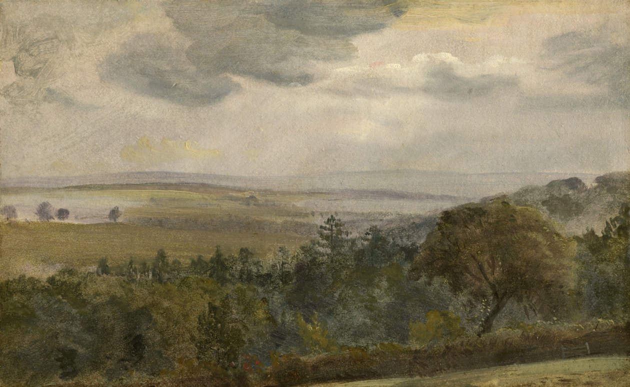 Udstrakt landskab med skyer, ca. 1850 af Lionel Constable