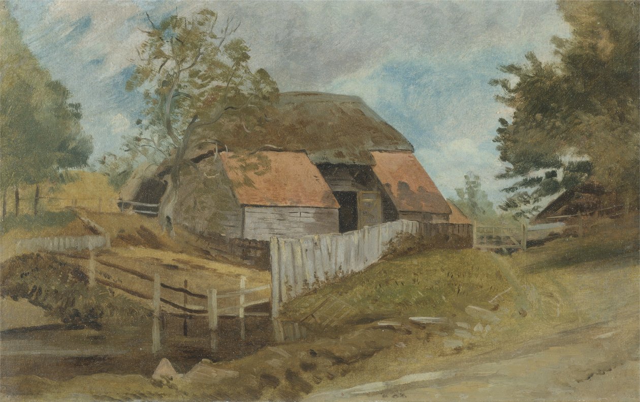Old Barn, ca. 1855 (olie på panel) af Lionel Constable