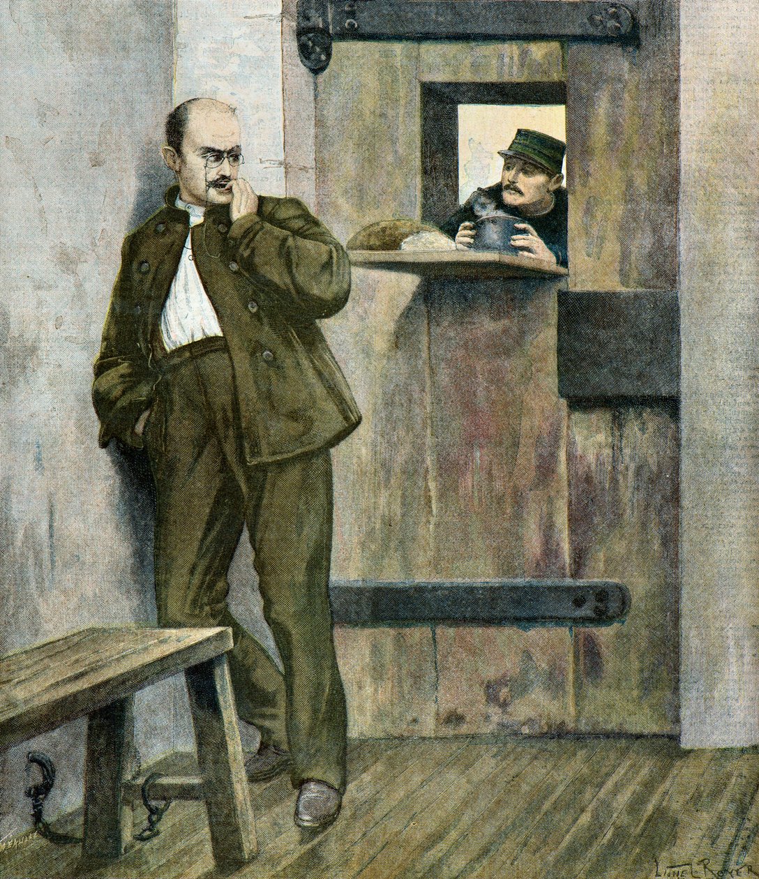 Kaptajn Alfred Dreyfus i fængslet de la sante af Lionel Noel Royer