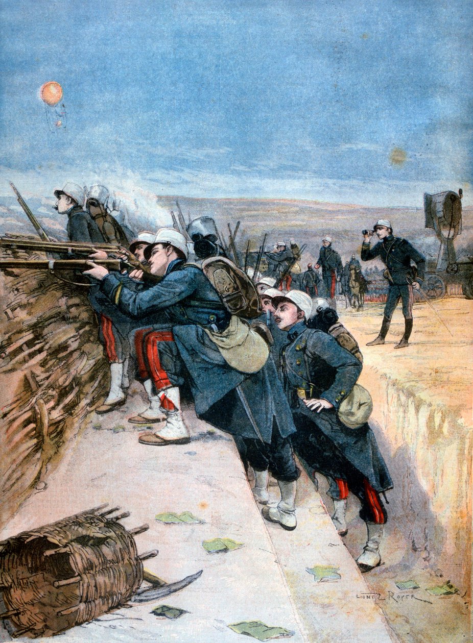 Franske soldater på skyttegravskrigsmanøvrer, 1894 af Lionel Noel Royer