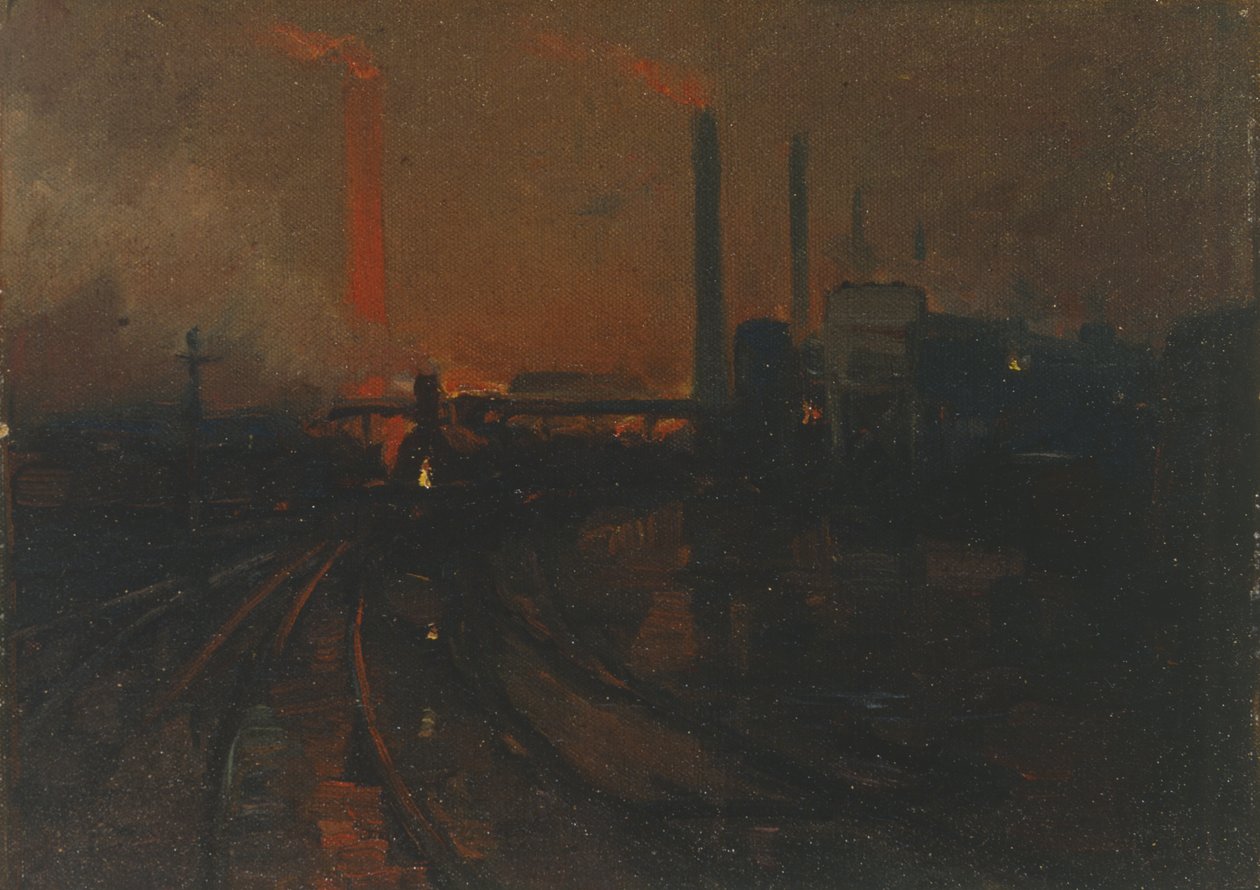 Stålværk, Cardiff, om natten af Lionel Walden