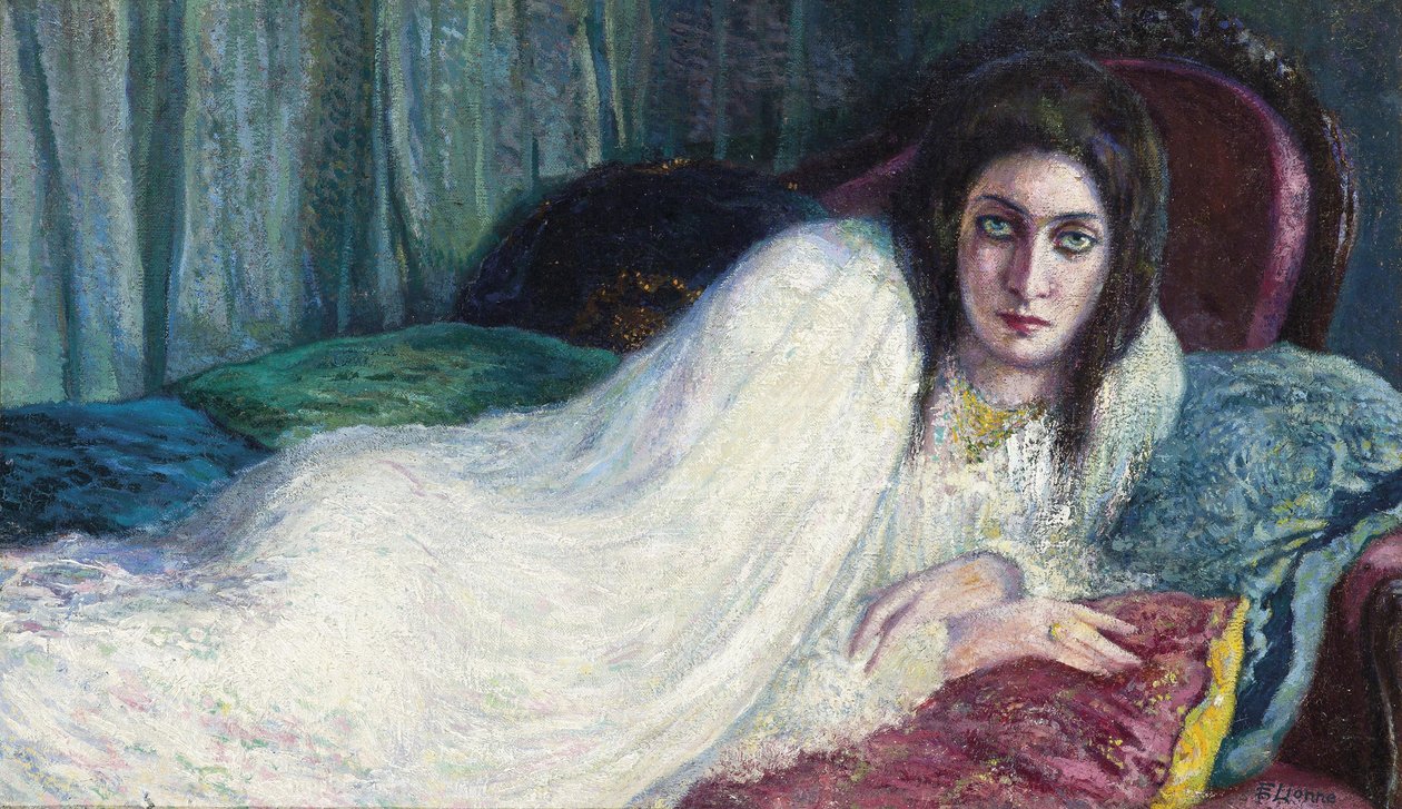 Pige i sofaen Pige i sofaen, ca. 1910. af Lionne