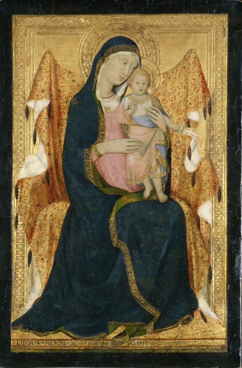 Enthroned Madonna with Child, ca. 1340 (tempera på poppeltræ) af Lippo Memmi