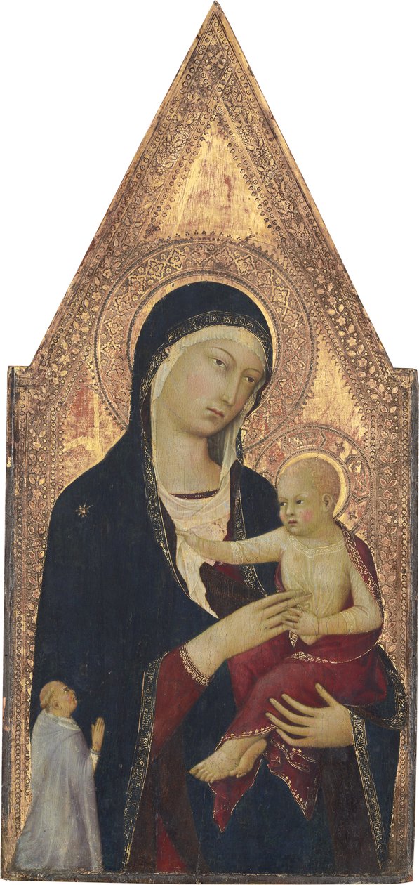Madonna og barn med donor, 1325-30 (tempera på panel) af Lippo Memmi