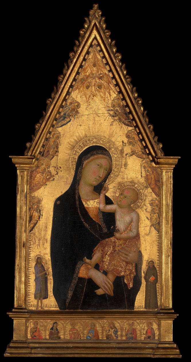 Madonna og barn med hellige og engle, ca. 1350. af Lippo Memmi