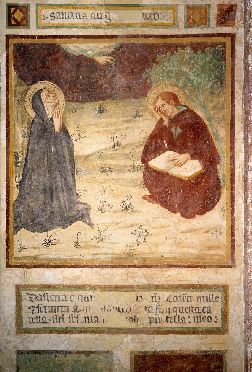 Pyhä Augustinus Hippo (354-430) ja Saint Monique, San Leonardo al Lagon Eremitaaši, Monteriggioni af Lippo Vanni