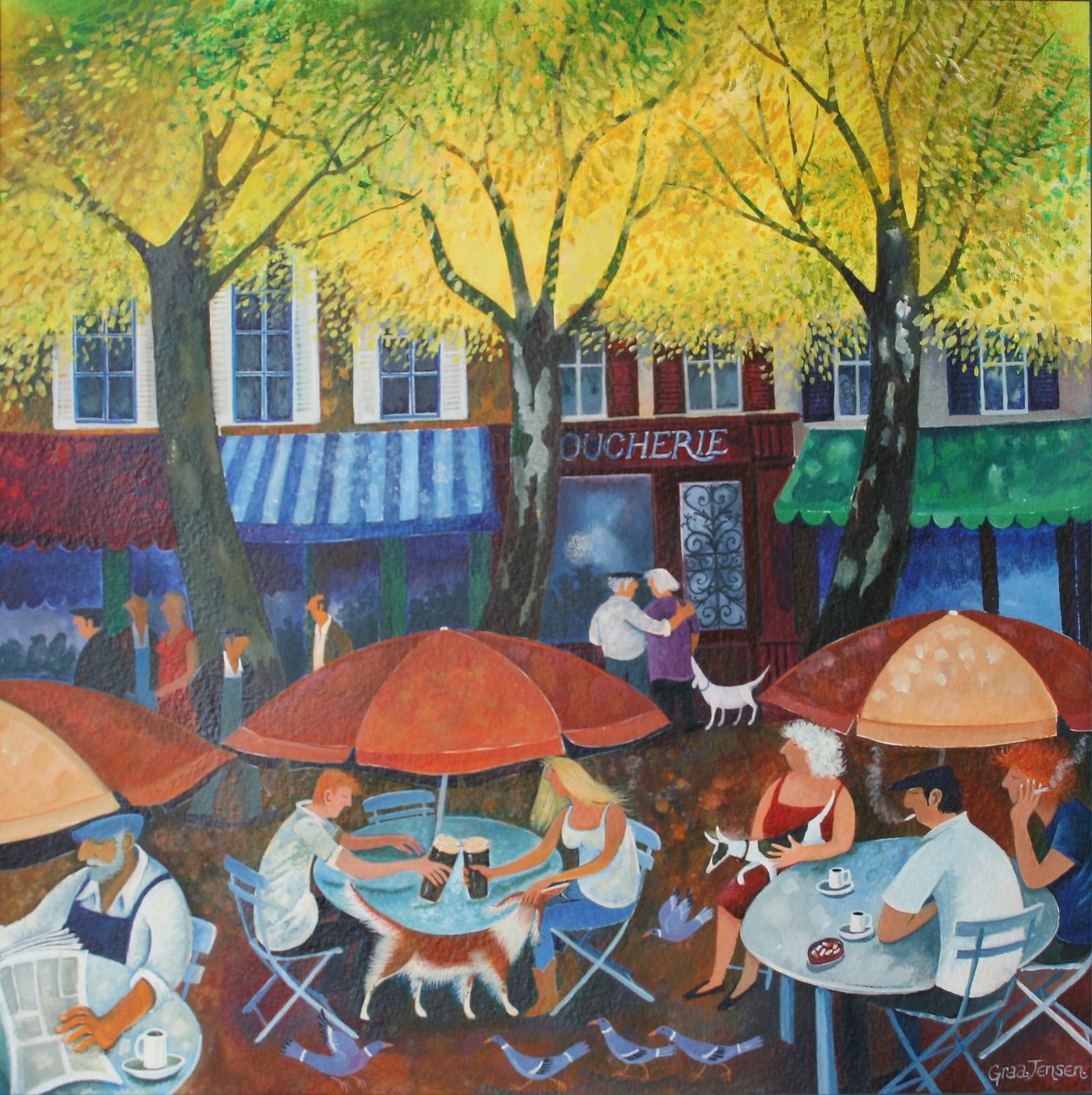 Cafekultur, 2015, (akrylblæk på papir) af Lisa Graa Jensen