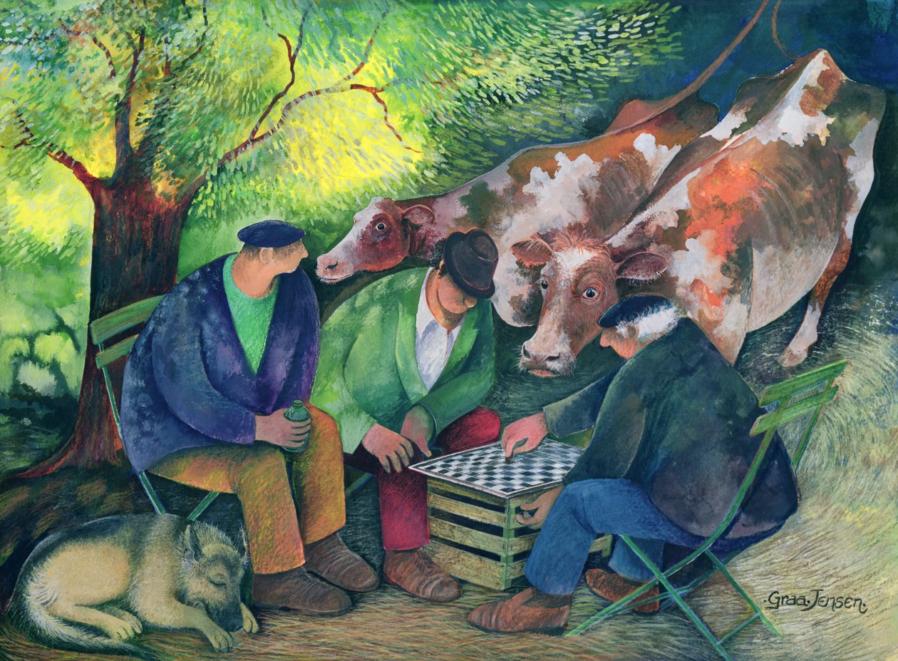 Koforhandlere (wc og gouache på papir) af Lisa Graa Jensen