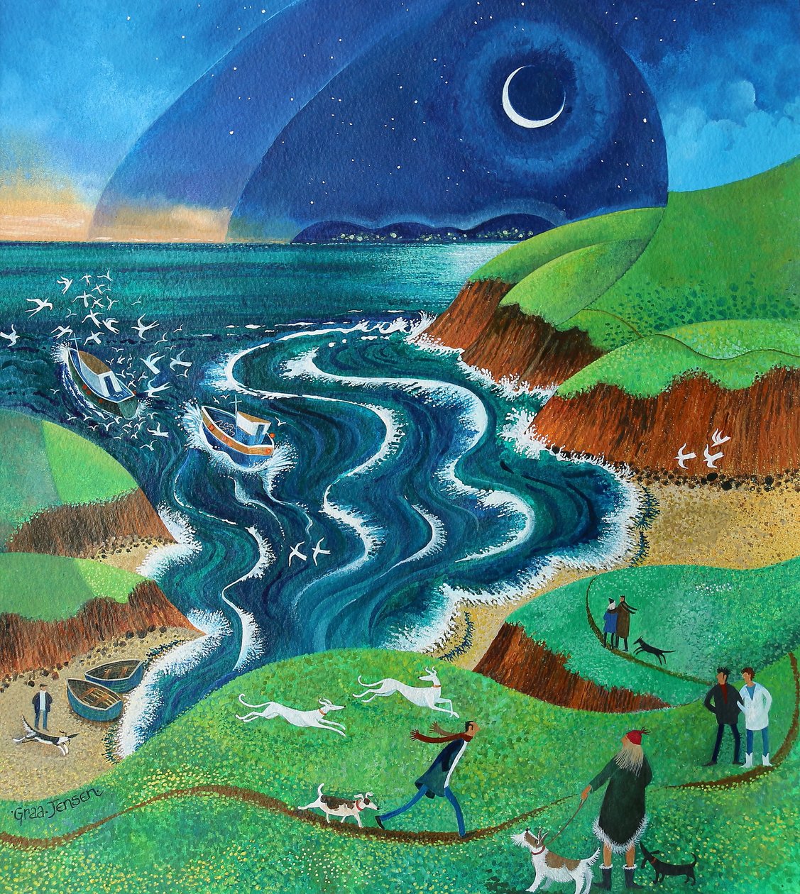 Evening Sea Breezes, 2017 (akryl på papir) af Lisa Graa Jensen