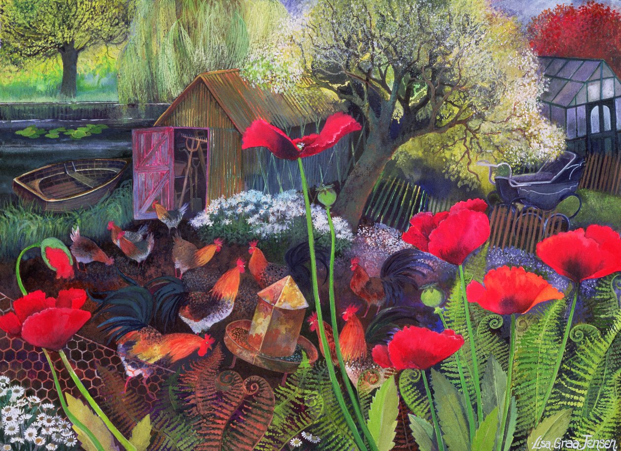 Hen Run, 1994 (akrylblæk, gouache) af Lisa Graa Jensen
