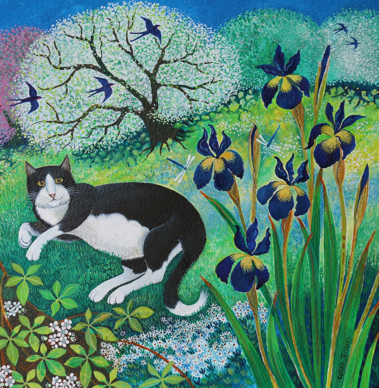 Kits Garden, 2017, (akryl på papir) af Lisa Graa Jensen