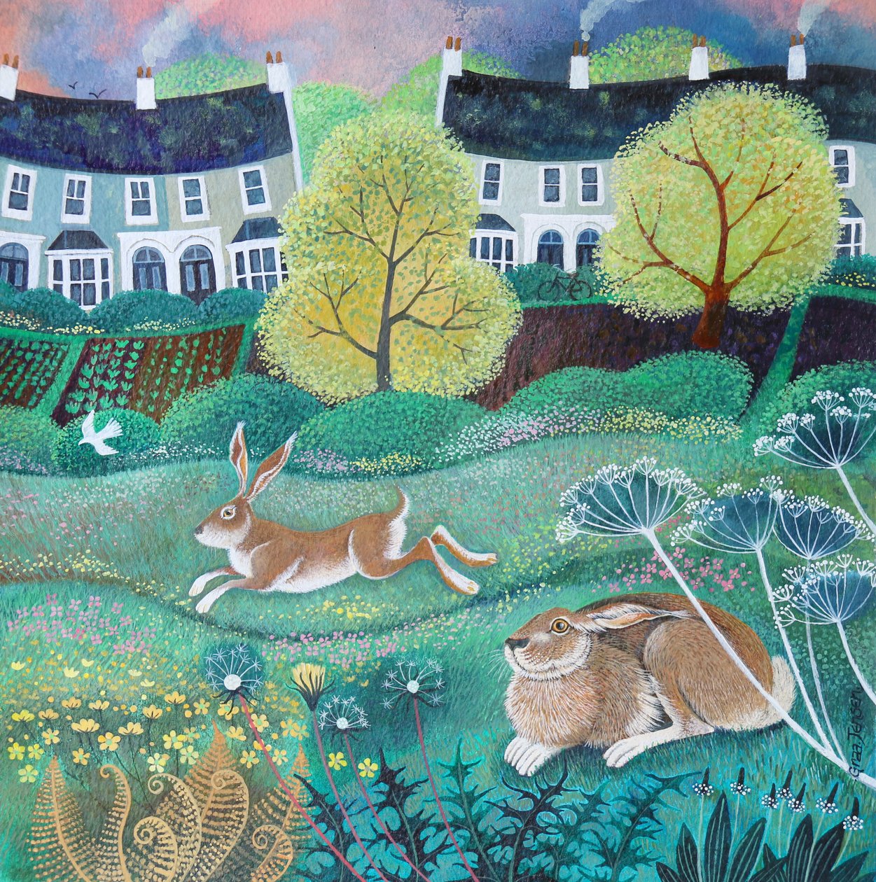 Left to Nature, 2017, (akryl på papir) af Lisa Graa Jensen