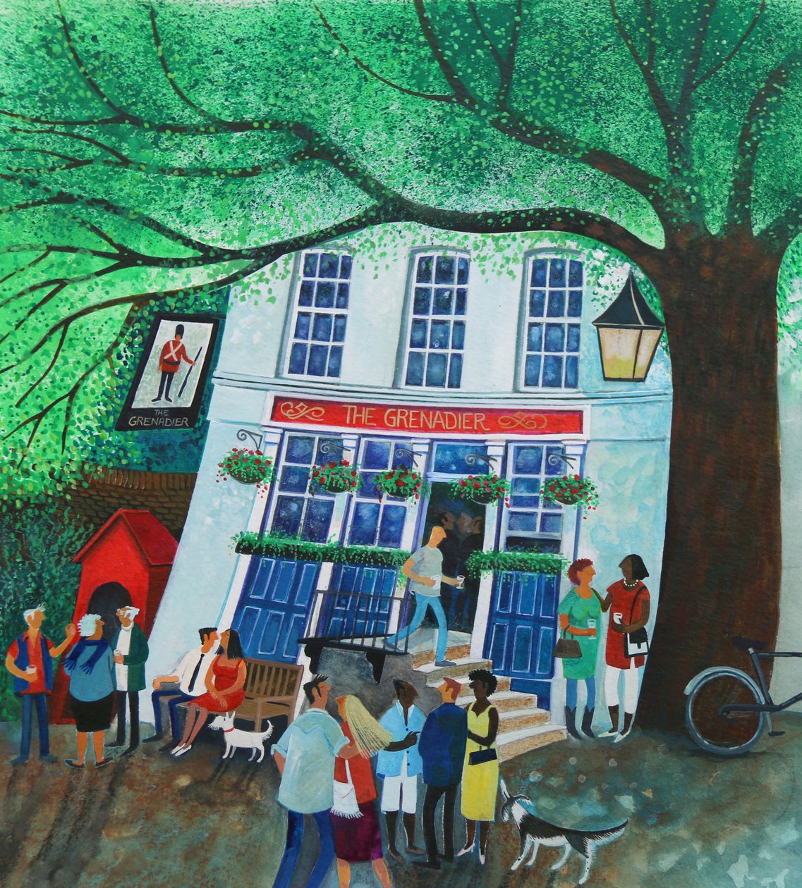 The Grenadier Pub 2018 (akryl på papir) af Lisa Graa Jensen