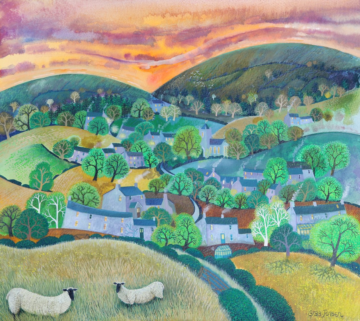 Twilight;2016;(akrylblæk på papir) af Lisa Graa Jensen