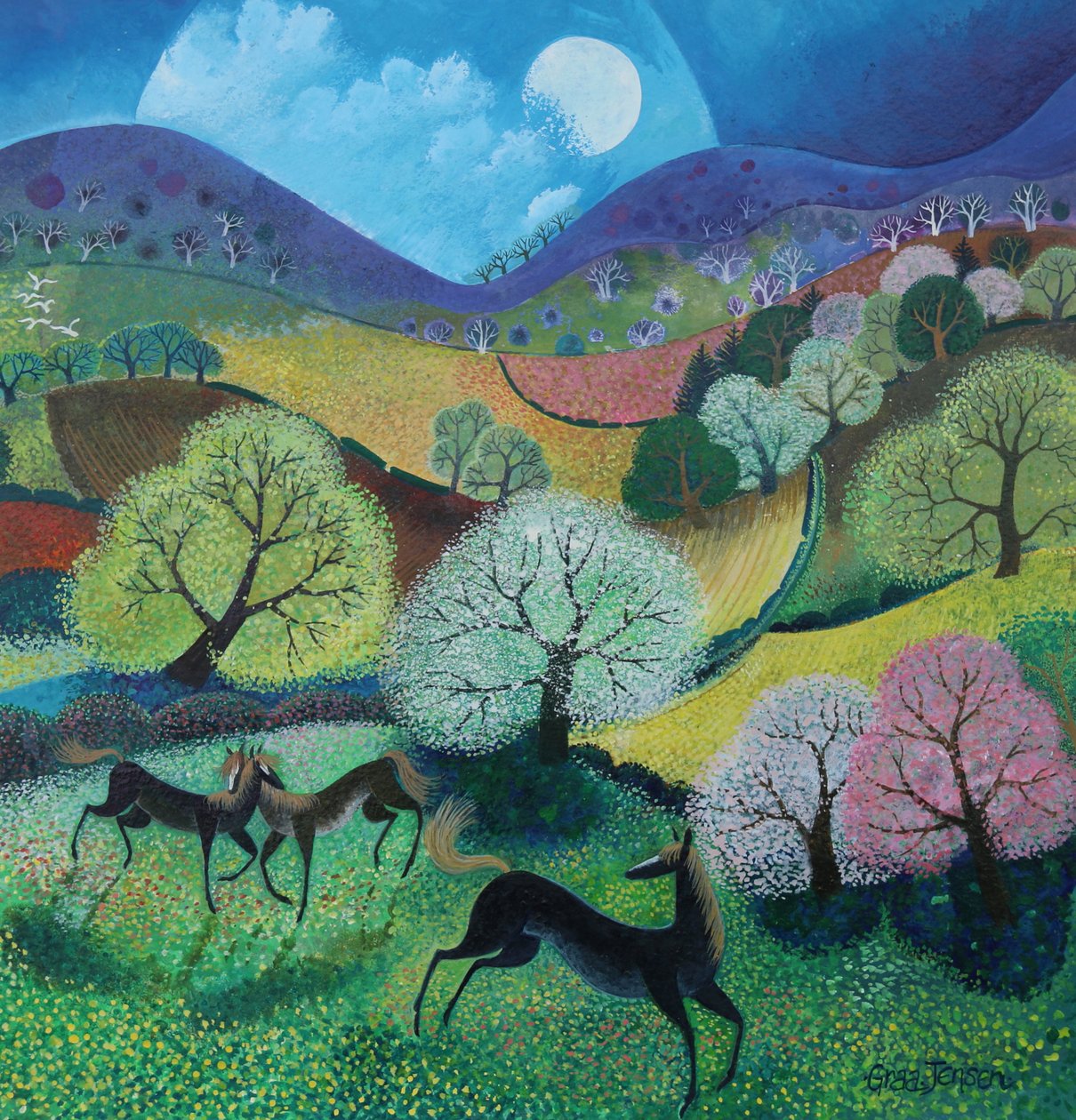 Black Horse, 2024 (akryl på papir) af Lisa Graa Jensen